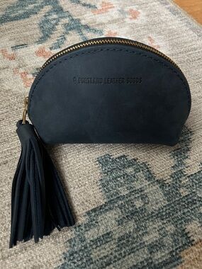 Portland Leather Navy Taco Tassel Cosmetic Pouch